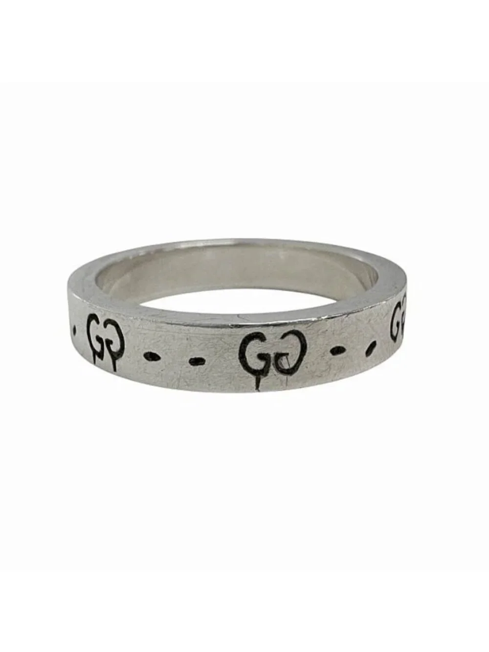 Gucci GG Logo Icon Ghost Ring 925 Sterling Silver Vintage